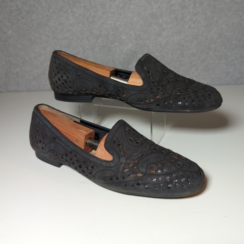 Naturalizer Nertz Black Leather Cutout‎ Slip On Loafers Flats Shoes 9.5W